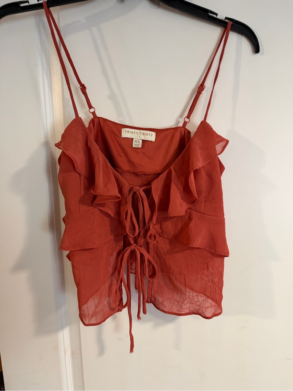 thirty-one Rust Red Ruffle Tie-Front Camisole by thirty·one